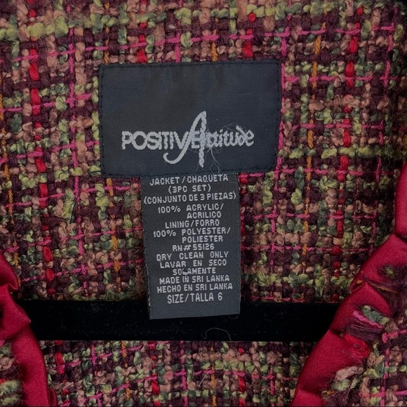 Positive Attitude Open Tweed Blazer Jacket Womens Size 6 - Picture 5 of 5